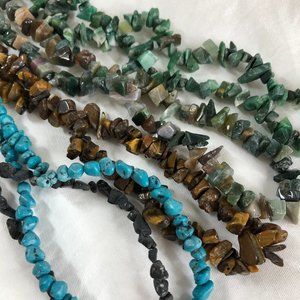 Natural Stone Beads Jewelry Making Supplies 5 Strands Chips Nuggets Blue Brown